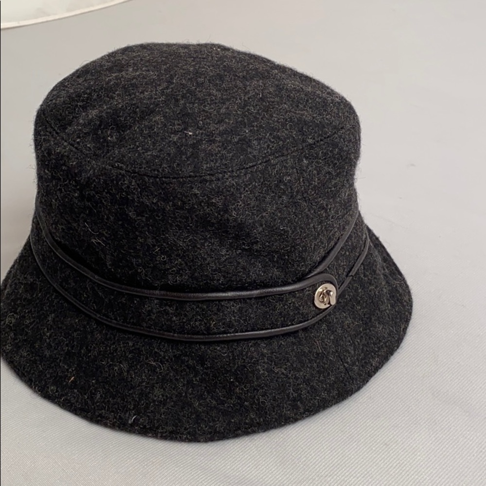 Coach dark gray black wool nylon trilby fedora hat S - Picture 2 of 9